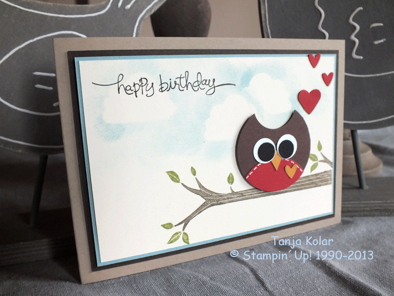 Eulen Karte / Owl Card – Kreativ mit Tanja – Workshops, Kreativkurse